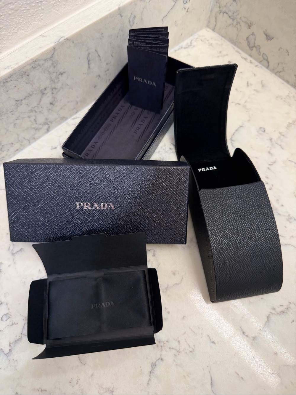 Prada Black Textured Sunglasses Case Set